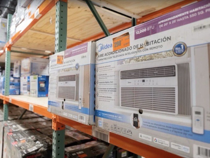 Midea window air conditioner units in original cartons in stock at 123 Building